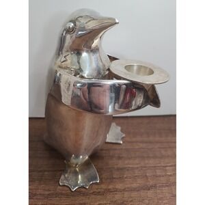 Vtg Restoration Hardware Silver Plated Penguin Candle Bearer Candle Holder A12